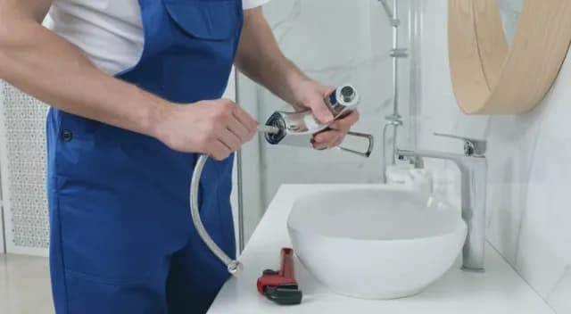 Plumber completing a professional fixture repair